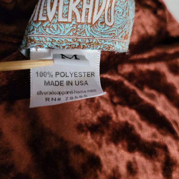 Silverado Velvet Flare Bell Bottom Pants Womens Size Medium Brown Fringed - Picture 9 of 10